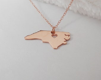 North Carolina State Halskette, Rose Gold überzogene North Carolina State Charm Halskette,North Carolina State Anhänger,North Carolina State Anhänger