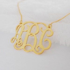 1 inch Monogram Necklace Gold,Personalized 3 Initials Necklace,Cut out Monogram Necklace,Custom Monogrammed Gift,Bridesmaid Gift