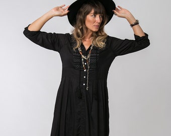 Long Sleeve Black Dress, Bohemian Dress, Loose Dress, Black Maxi Dress, Long Black Dress, Bohemian Chic, Womens Dresses