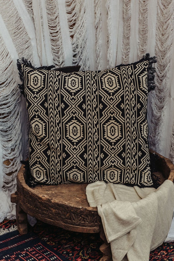 Decorative Black White Pillow Cover 24x24 Cushion Cover Throw Etsy