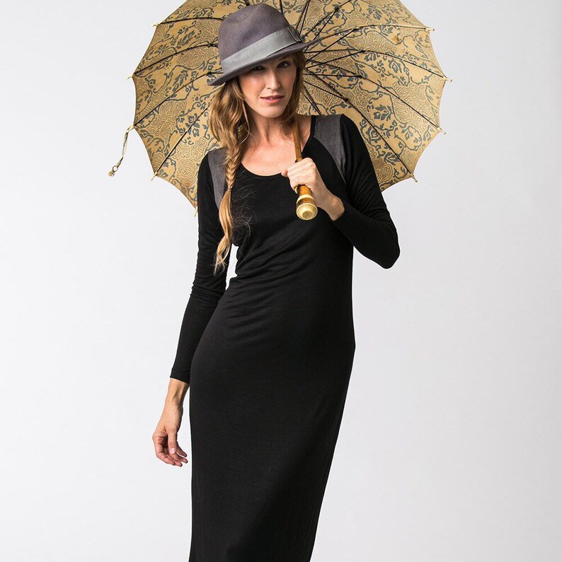 black maxi boho dress