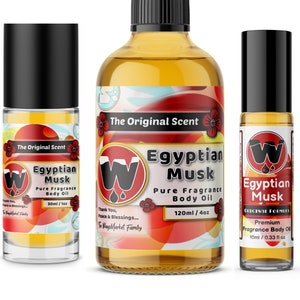 Egyptian Musk Oil, Pure and Thick, from 0.33oz Roll On - 4oz Glass Bottle by WagsMarket - Egyptian Musk Factory, FREE SHIPPING in US.