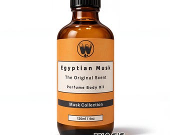 Egyptian Musk Perfume Oil, 4oz bottle - Original Clean Skin Scent, Soft Musk, Unisex Fragrance by WagsMarket