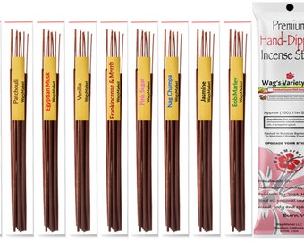 WagsMarket - Wag's Variety Pack Incense Sticks, Hand Dipped - 100 Sticks - 12in. FREE SHIPPING in US.