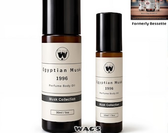 Egyptian Musk 1996 (Formerly Bessette) 10ml, 30ml Roll Ons – Clean Skin Musk Perfume Oil, Soft Laundry Scent, Subtle Everyday Fragrance
