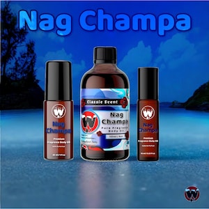 Nag Champa Oil, Pure Fragrance Body Oil from 0.33oz - 4oz Glass Bottle by WagsMarket