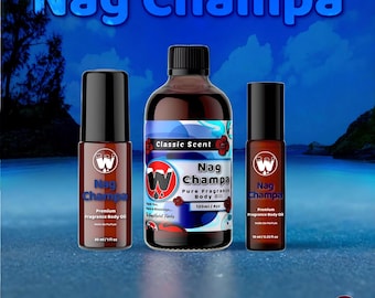 Nag Champa Oil, Pure Fragrance Body Oil from 0.33oz - 4oz Glass Bottle by WagsMarket