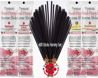 Incense Sticks 400 count, Variety Set, Natural Hand Dipped Incense, FREE SHIPPING in US.