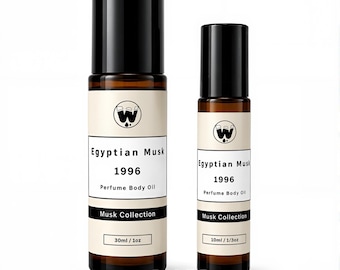 Egyptian Musk 1996 (Formerly Bessette) 10ml, 30ml Roll Ons – Clean Skin Musk Perfume Oil, Soft Laundry Scent, Subtle Everyday Fragrance