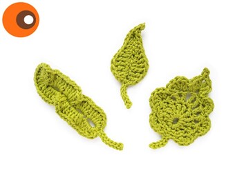 Crochet applique, 3 different leaves