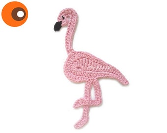 Crochet flamingo, applique, approx. 15 cm