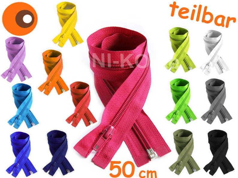 5 zippers, separable, 50 cm, 28 colors image 1