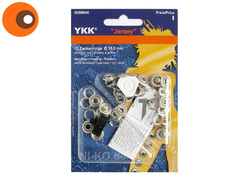 10 jersey snap fasteners sew-free silver from YKK image 1