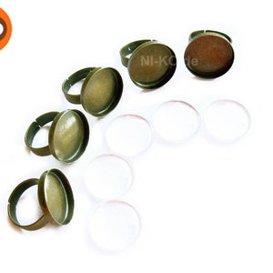 5 ring blanks, 20 mm cabochons image 1