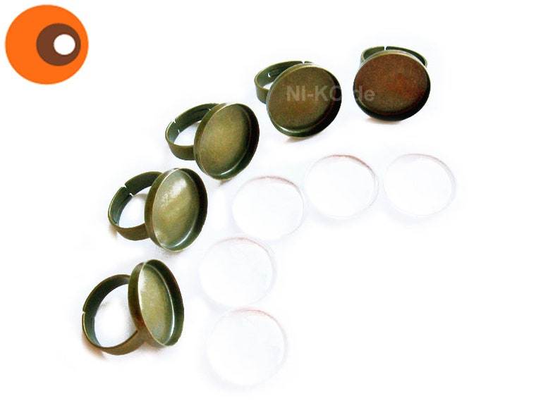 5 ring blanks, 20 mm cabochons image 1