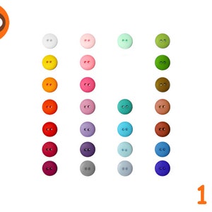 10 colorful mini buttons - 26 colors to choose from