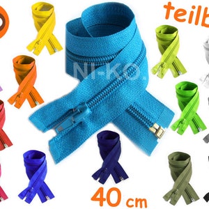 5 zippers, separable, 40 cm, 31 colors, jacket zipper