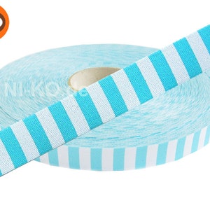 Many designs: 1 m woven ribbon, various patterns, 15 mm wide Ringelband, aqua