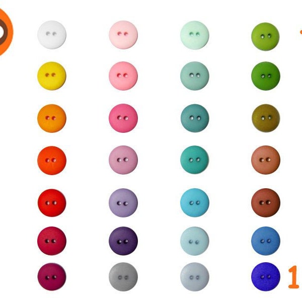 10 bunte Knöpfe - 41 Farben, 18 mm Ø, Kunststoffknöpfe