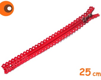 1 star zipper, 25 cm, red or blue