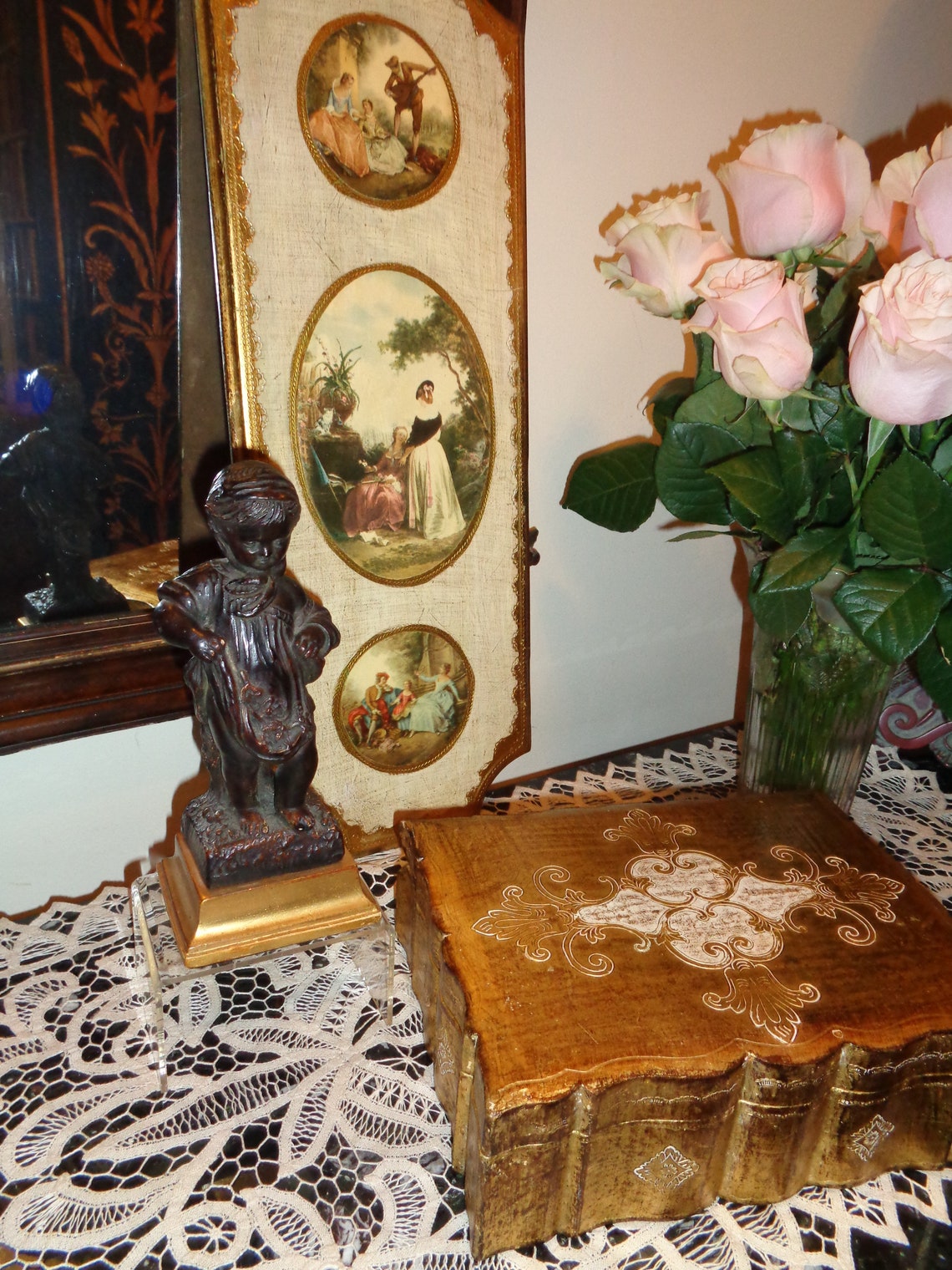 Italian Florentine Gilt Wood Plaque Prints by French Artist François ...