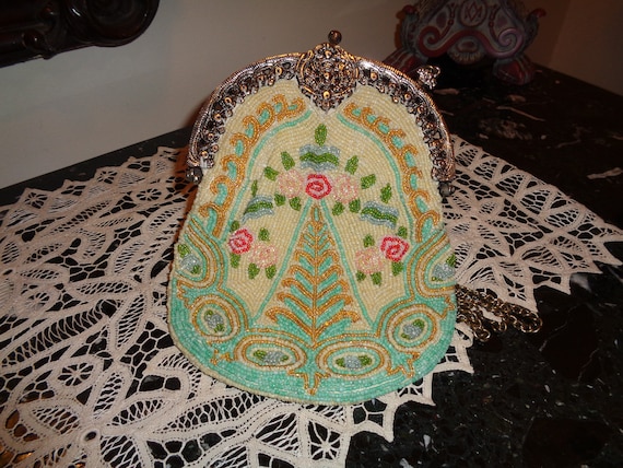 Vintage christiana Beaded Evening Bag Hand Beaded 