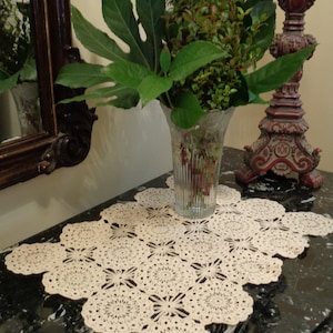 Vintage CROCHET LACE  Ecru Tray Cloth 13 by 18 inch, Doilies, Tray Liner, Table Runner,  Perfect Gift Tomorrow&#39;s Heirloom