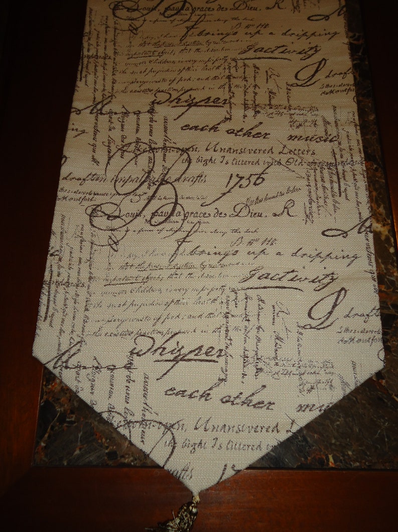 Table Runner French Antique Script Brand New Handmade 15 X Etsy