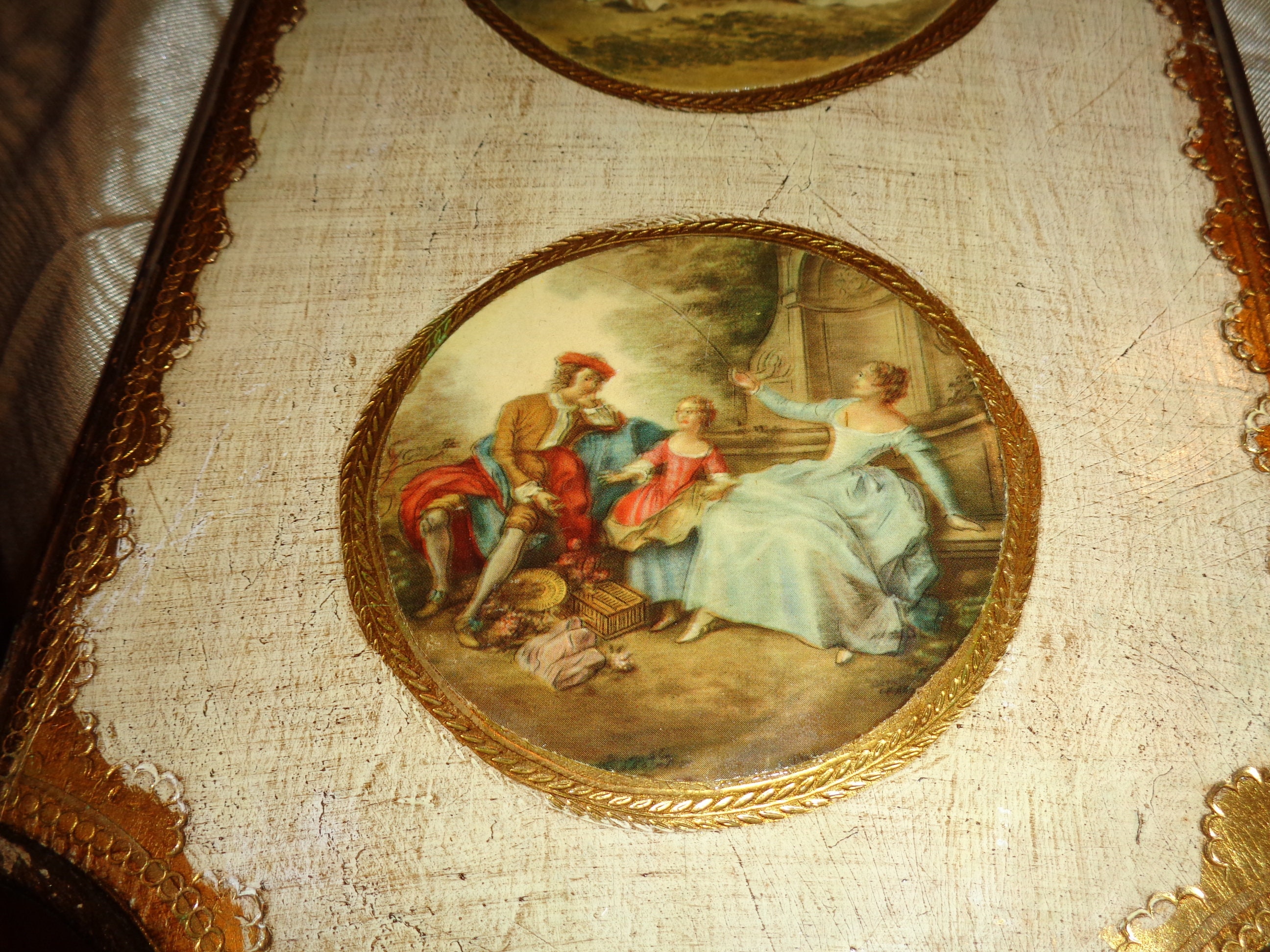 Italian Florentine Gilt Wood Plaque Prints by French Artist François ...