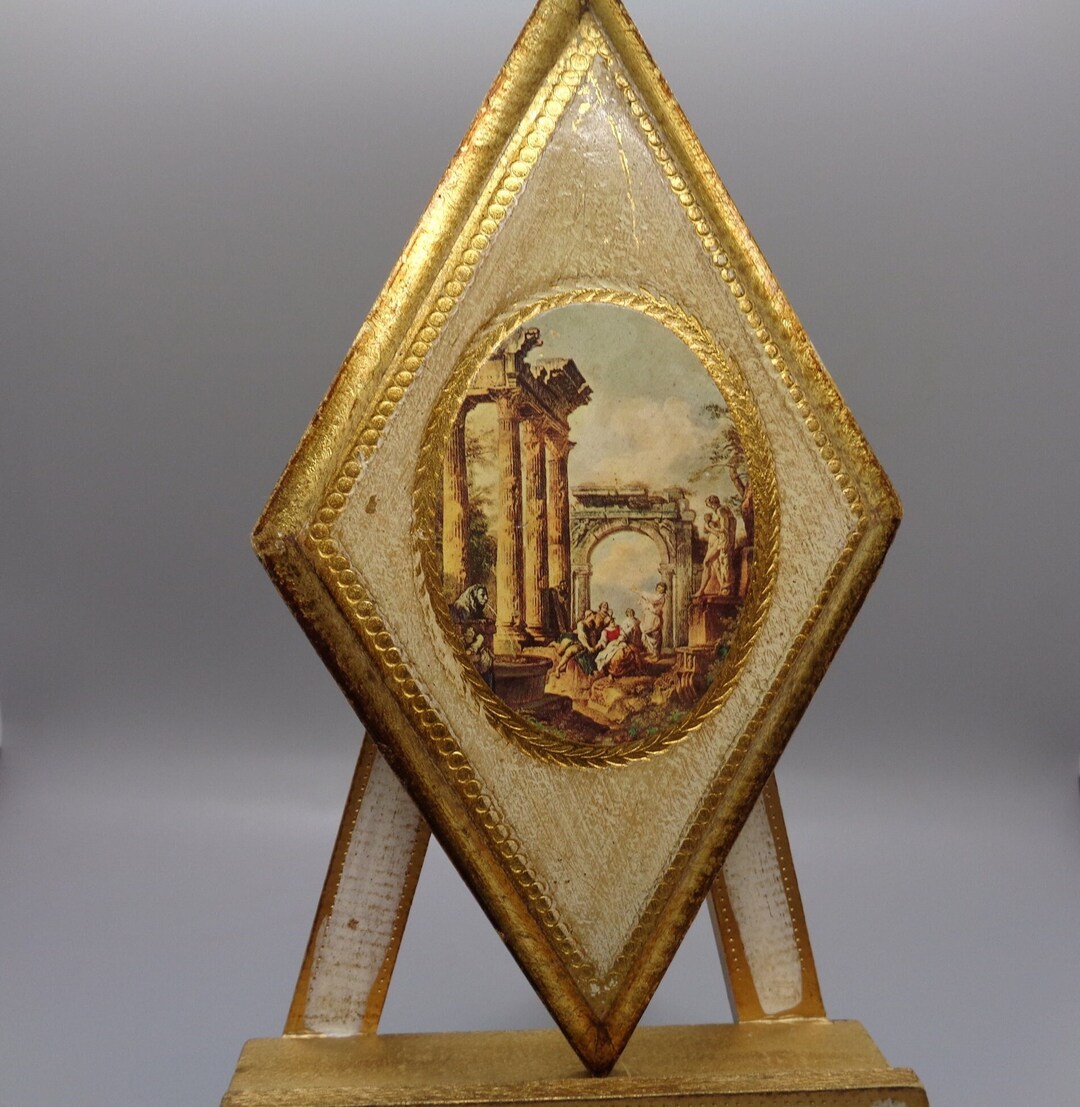 Italian Florentine Gilt Wood Plaque "landscape With Ruins" by Francesco ...
