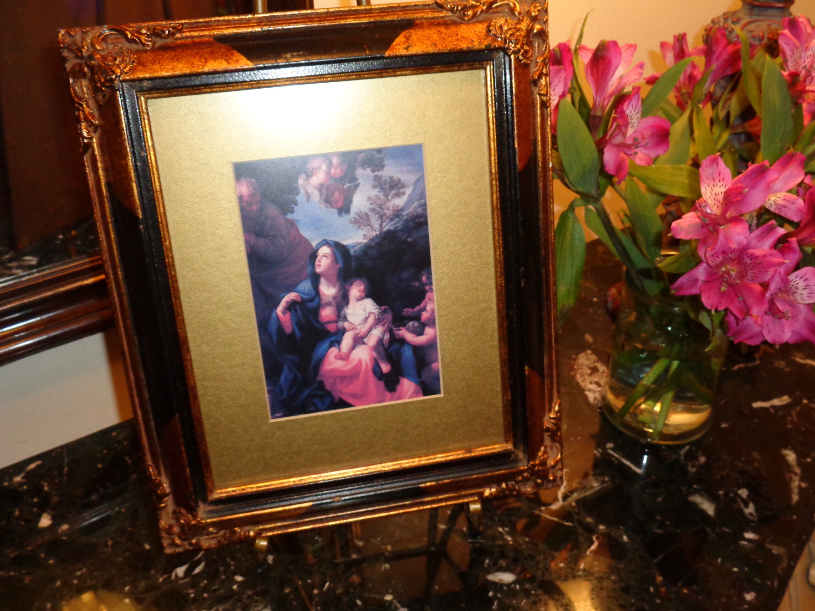 Vintage Framed ART PRINT Madonna and Child With St Joseph, Italy ...