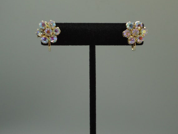 Vintage CORO A/B Earrings  Rhinestone 1/2  inch S… - image 2