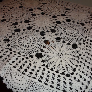 Vintage HANDMADE CROCHET LACE Tray Cloth, 20 by 20 inch Cream, Doilies, Table Runner,  Perfect Gift Tomorrow&#39;s Heirloom