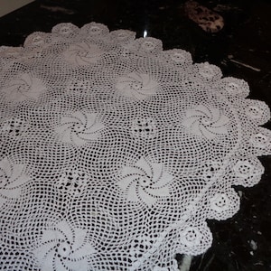 Vintage  CROCHET LACE Tray Cloth, 12 by 18 inch True White, Doilies, Table Runner,  Perfect Gift Tomorrow&#39;s Heirloom
