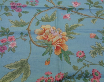 LEE JOFA 25 x 36" Linen "Pearl River" Print Turquoise Designer Sample 1 Piece, Made in England