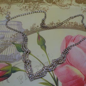 Vintage CLASSIC Clear Rhinestone 15 plus 4 inch Necklace Silver Tone, Bridal, Romantic