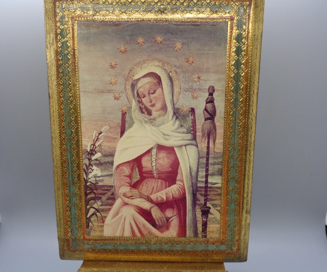 Italian Florentine Gilt Wood Plaque mater Admirabilis Virgin Mary Icon ...