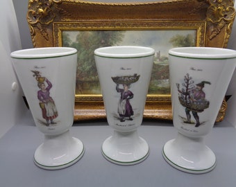 Vintage French 3 TRADITION CNP FRANCE Collectable Goblets, Coffee or Chocolate Cups, Made in France