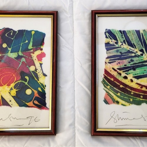 Gorgeous Handmade shops Paper Colorful Exotic Paper Art Framed Chinese, Japanese, Thailand, Signed by Artist