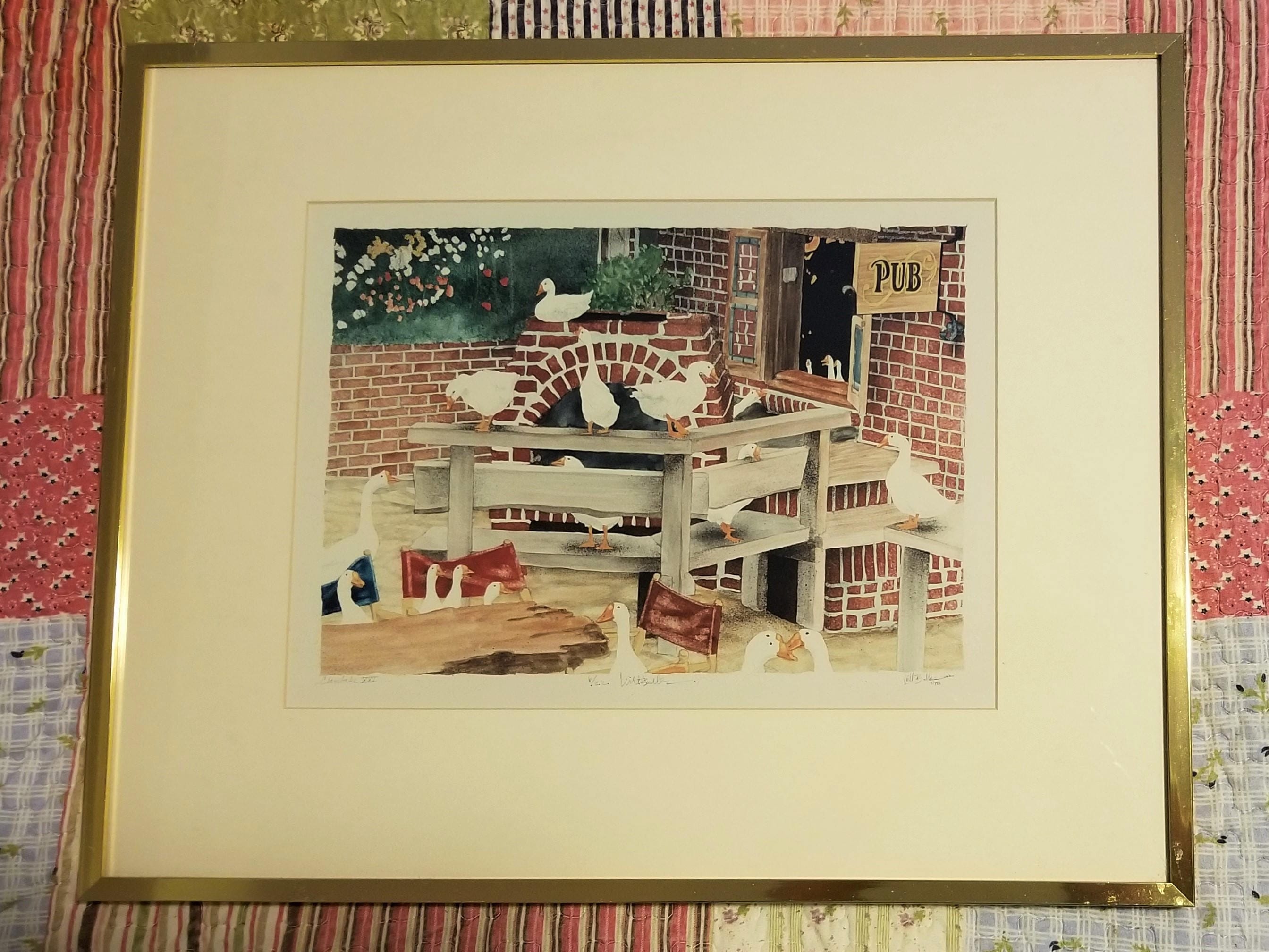 Will Bullas Signed & Numbered Gold Frame Lithograph Print of "Clambake XXI" 6/22 w/Oregon Pro Golfers' Signatures