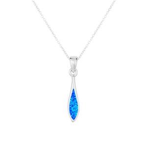Beautiful Blue Opal Droplet Necklace
