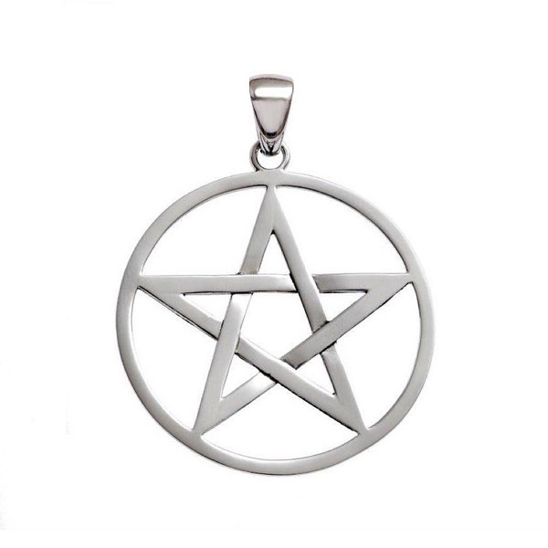 X Large Sterling Silver Pentagram Pendant