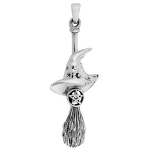 Besom Broom Witches Hat Pendant