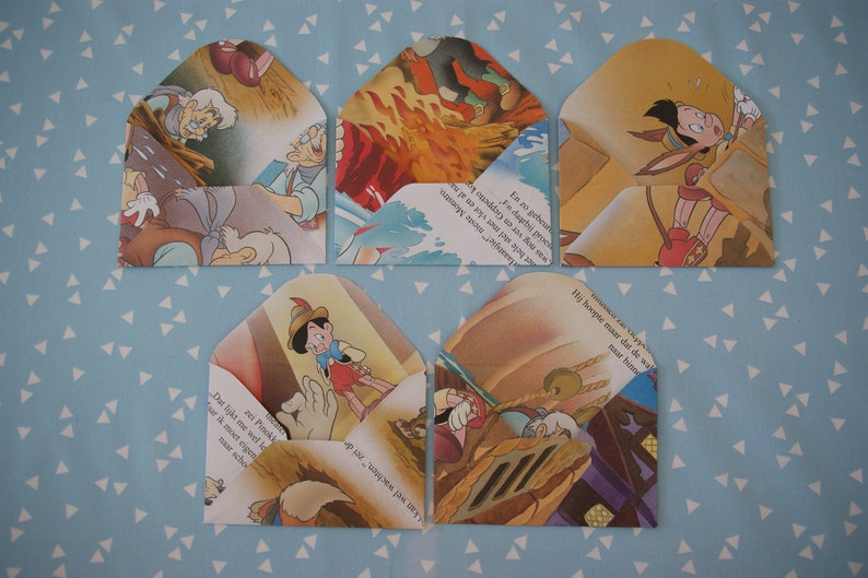 A6 /& A7 birthday 13x Vintage envelopes recycled Pinocchio party