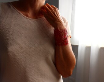 Red cuff | manchette | bracelet | red  painted made in Italy | hand made