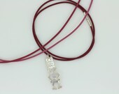 Good luck silver pendant and dianmond, special good fortune pendant | leather string necklace | talisman