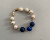 Bracelet in silver sweet water pearls and lapis lazuli