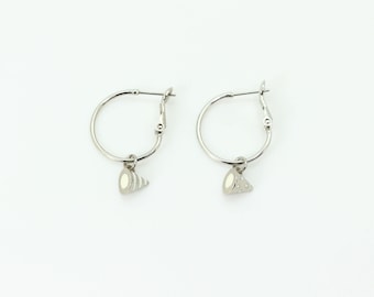 little cone pendant earrings  hand made enameled - white pendant -  white enameld earrings