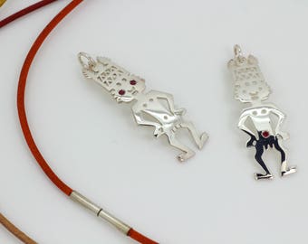 Good luck silver and ruby pendant, good fortune pendant