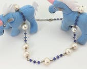 tanzanite and pearls long necklace - chanel style